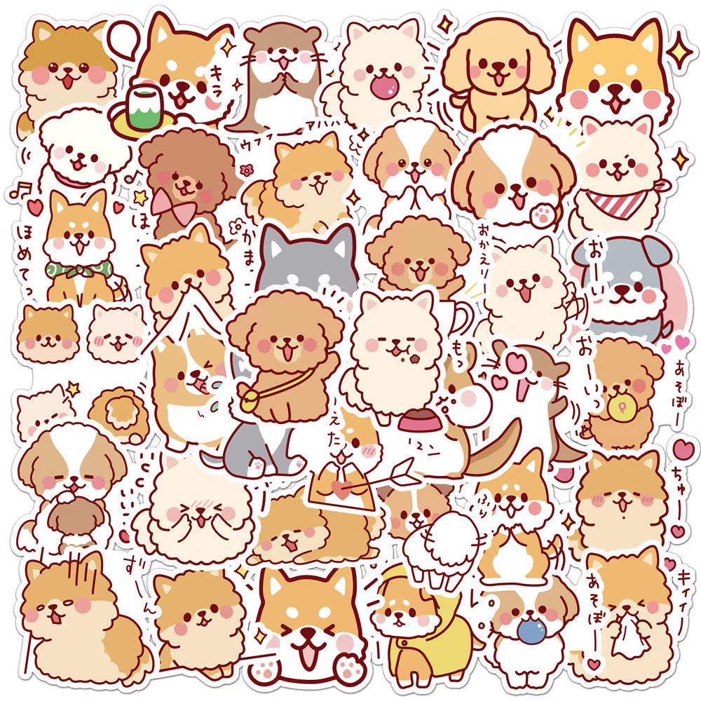 50 Pcs/Set Kawaii Fluffy Dog PVC Waterproof Stickers Cute Scrapbooking Diy Journaling Diary Stationery Sticker Gift Decor