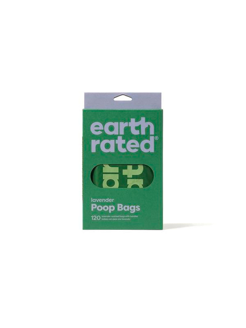 Earth Rated | Dog Poop Bags with Handles, Easy Tie, Leakproof, Lavender Scented, 120 Count, Reusable, Durable, B Corp Certified