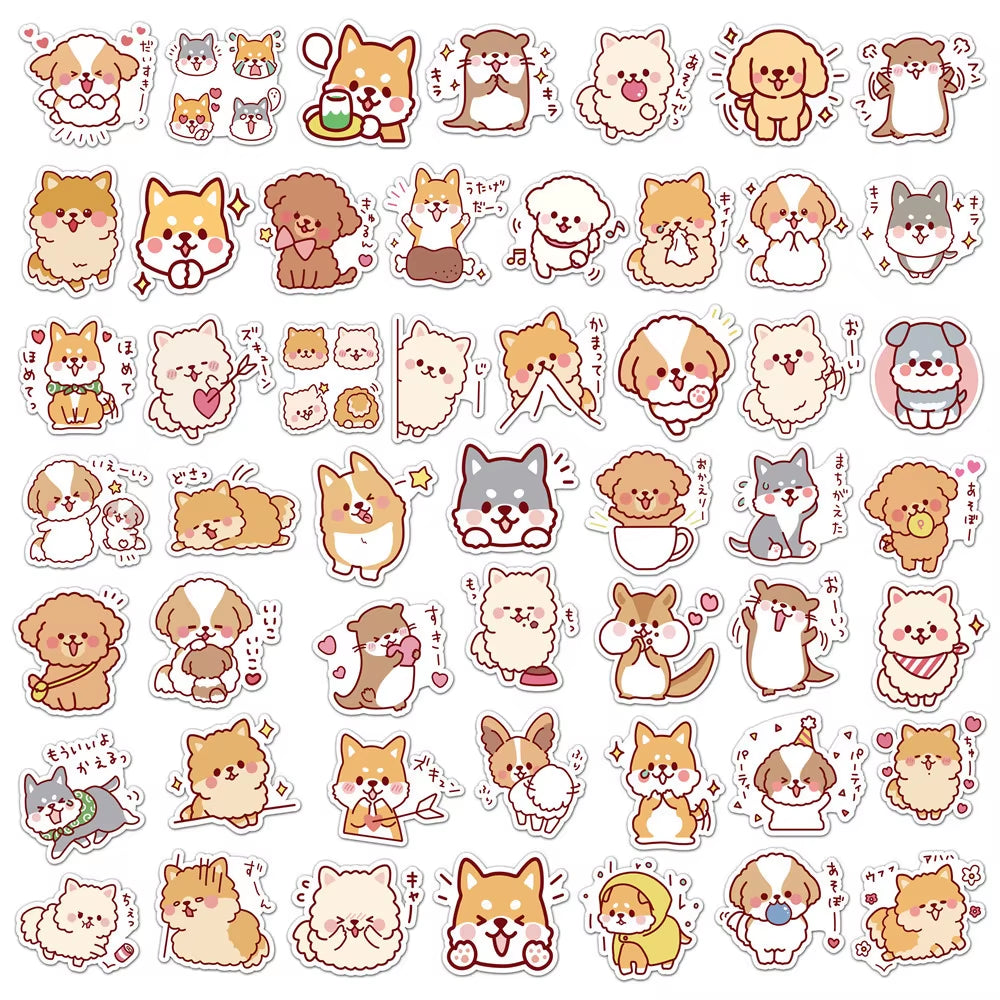 50 Pcs/Set Kawaii Fluffy Dog PVC Waterproof Stickers Cute Scrapbooking Diy Journaling Diary Stationery Sticker Gift Decor