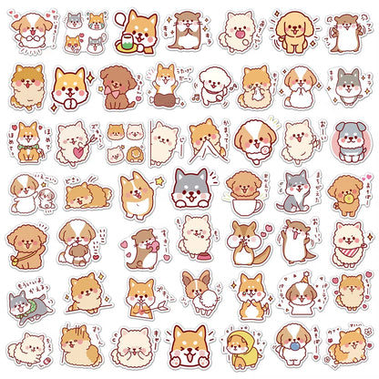 50 Pcs/Set Kawaii Fluffy Dog PVC Waterproof Stickers Cute Scrapbooking Diy Journaling Diary Stationery Sticker Gift Decor