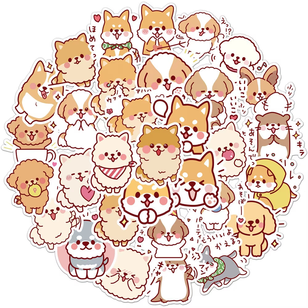 50 Pcs/Set Kawaii Fluffy Dog PVC Waterproof Stickers Cute Scrapbooking Diy Journaling Diary Stationery Sticker Gift Decor