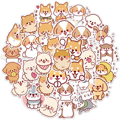 50 Pcs/Set Kawaii Fluffy Dog PVC Waterproof Stickers Cute Scrapbooking Diy Journaling Diary Stationery Sticker Gift Decor